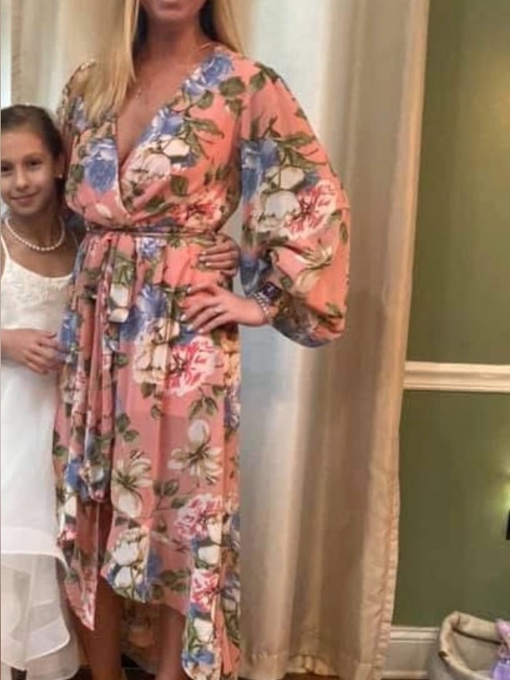 Miss Avenue Pink Floral Wrap Dress